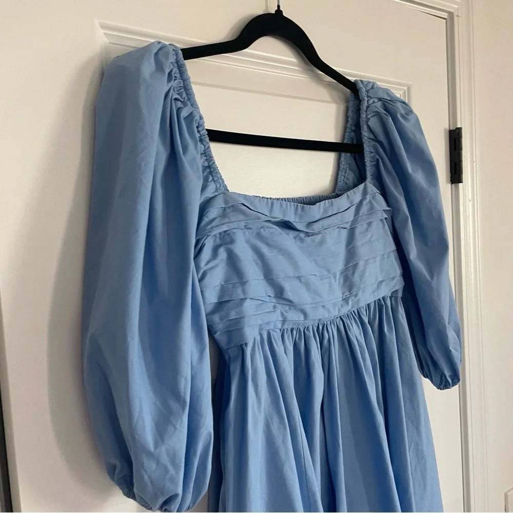 Abercrombie & Fitch Baby Blue Emerson Puff Sleeve Mini Dress - Picture 3 of 8